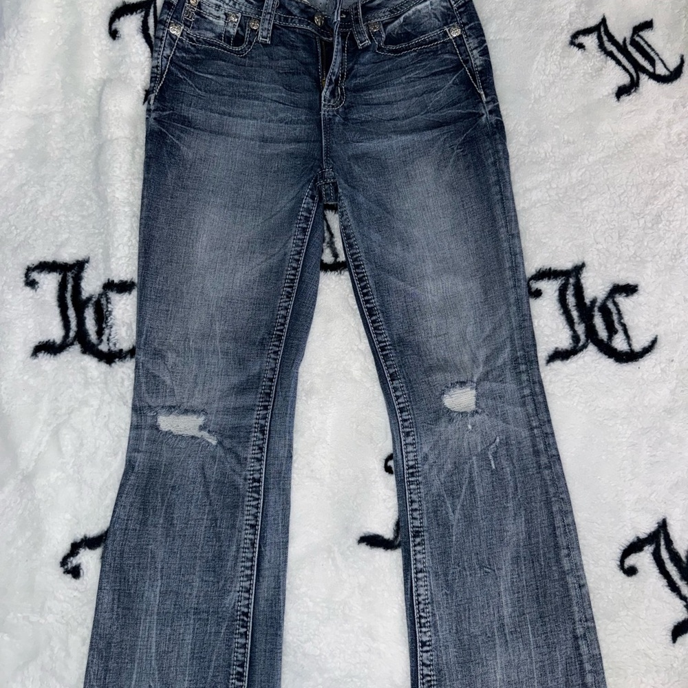 Miss Me Distressed Blue Flare Jeans